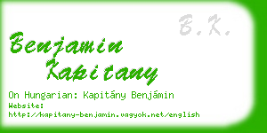 benjamin kapitany business card