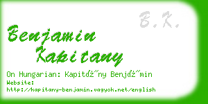 benjamin kapitany business card